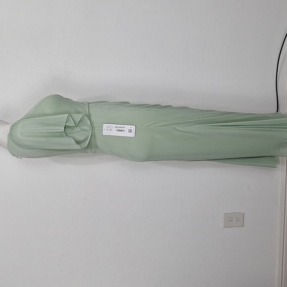 Azazie Selah Coquette Dusty Sage Feminine Flutter Sleeve Maxi Dress Size A8 - Picture 9 of 15